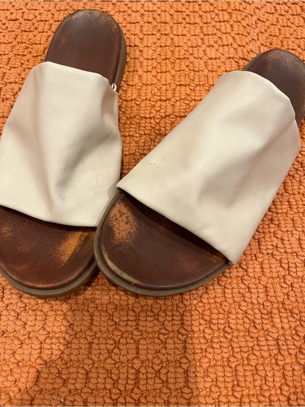Target Women's Slide Sandals in Cream and Brown